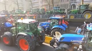 Farmer protests in Brussels Belgium