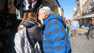 Man attacks Woman for preaching Yeshua at the shuk (Jewish market) #jerusalem #israel #duringthewar