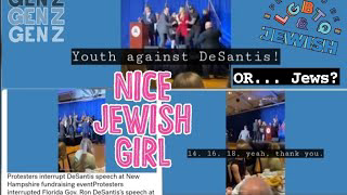 Ron DeSantis ATTACHED on Stage: Are these PROTESTERS Saying,"JEWS or YOUTH AGAINST DeSantis 2024??"