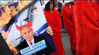 Protests against Israel PM Netanyahu as he arrives in London