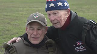 Texas governor skydives with 106-year-old World War II veteran