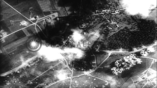 Allied bomber planes bomb Abbeville and Rennes in France, during World War II. HD Stock Footage