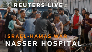 LIVE: View of Nasser Hospital in Khan Younis, Gaza