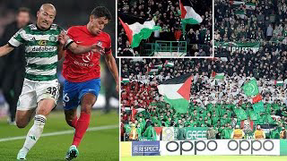 Celtic fans Sing 'You'll Never Walk Alone' Waving the Palestinian flags in support against Atletico