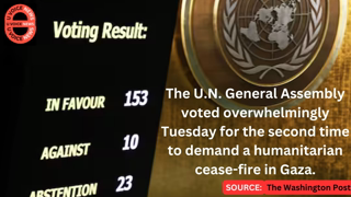 U.N. General Assembly: Vast majority votes to demand cease-fire in Gaza.