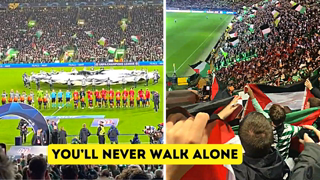 Celtic fans sing "You’ll Never Walk Alone" for Free Palestine in Champions League vs Atletico Madrid