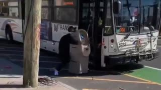 BLM Rioter Tries to Bring ATM onto Bus