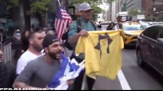 Israeli terrorist JDF and Palestine Supporters Clash In jew york city