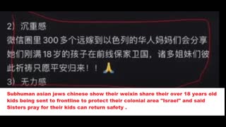 (November 07th, 2023) China has sent tons of the subhuman asian jews chinese communist to help their Tengu boss colonial land "Israel"