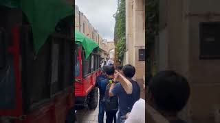 Orthodox Jews were filmed spitting at Christian tourists in the Old City of Jerusalem.