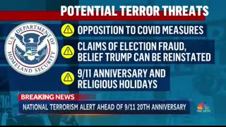 Bidens DHS - You are a Terrorist If you believe in Election Fraud, Anti Vaccine/Covid,  or 911 Conspiracies