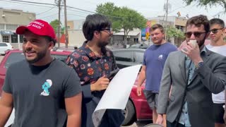 John Doyle confronts parents outside of the Childrenâ€™s Drag Show in Dallas, TX.