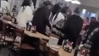 Nigger patrons attack a table of diners because their steak (a table of Whites) was served first.