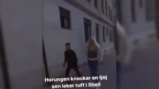 Arab Sucker Punches Blonde Woman in MalmÃ¶, Sweden