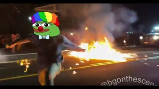 Antifa catches fire during riot - HONK HONK