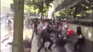 Must see -  US Protesters Vs ANTIFA fight - several ANTIFA are knocked out cold!