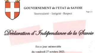 HISTORICAL : SAVOY DECLARES INDEPENDENCE FROM FRANCE, NO more WEF, WHO, GLOBALISTS