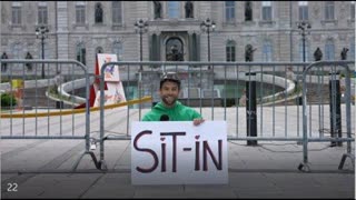 JOUR 22 du SIT-IN Ã  QuÃ©bec devant le parlement avec Rejean Cloutier ancient joueur de la NHL