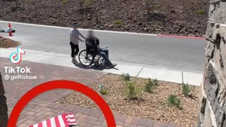 A Veteran Takes Care of Fallen American Flag