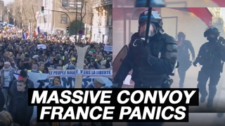 French Police TEARGAS innocent families to stop the CONVOY