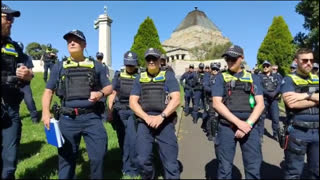 Moments Before Australian NSN Members "Arrested for Pre-Crime" at Melbourne's Shrine of Remembrance