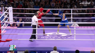 Algerian boxer Imane Khelif who failed gender test fights Italian female Paris 2024