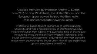 Wall Street and the Bolshevik Revolution   Prof Anthony C Sutton