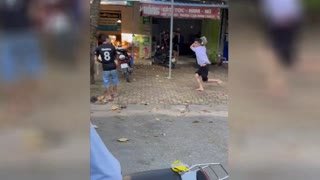 Guy Ressurects From the Dead to Brick His Assailant & Innocent Bystander - Wow!!