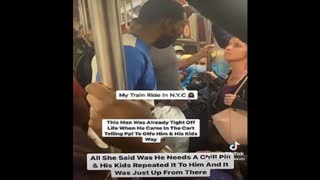 Lunatic Punches Woman in The Face on NYC Subway.