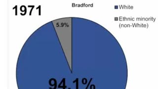 Kinetic Pie-Chart showing the White-Erasure in Bradford U.K. over 50 years.