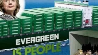 EVERGREEN IS THE NAME OF A SHIPPING COMPANY THAT TRANSPORTS KIDS IN CONTAINERS MARKED ⛴ 'LIVE ART'