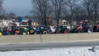 In solidarity with the truckers, farmers have joined their efforts to bolster the US/Canadian border