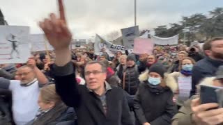 The French have surrounded the Pfizer building in Paris.