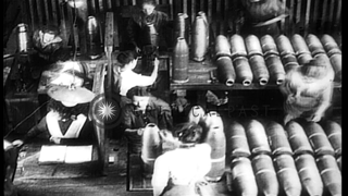 Final steps in munitions manufacture at factory in Germany during World War I HD Stock Footage