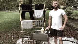 Washing clothes without electricity! Lehman's washer and wringer set