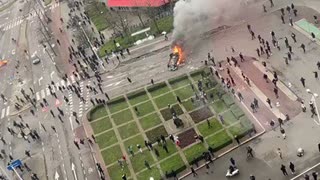 ANTILOCKDOWN PROTEST TURN INTO RIOTS IN EINDHOVEN HOLLAND