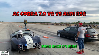 AC Cobra 7.0 V8 vs Audi RS6 drag race 1/4 mile ??  - 4K