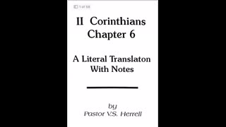 II Corinthians Chapter 6 - A Literal Translation With Notes