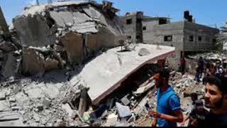 Israeli warplanes level down a civilian house in Rafah city in southern Gaza