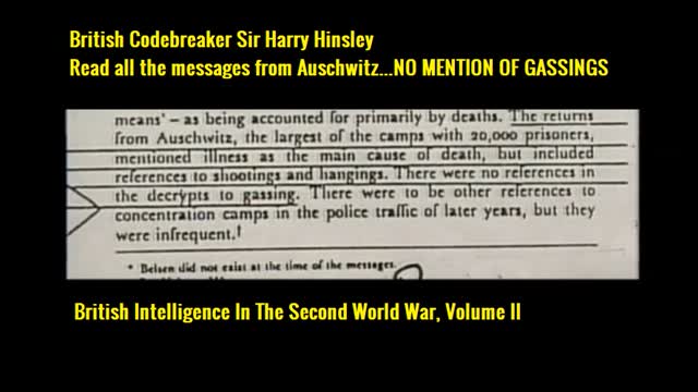 British Codebreaker Sir Harry Hinsley No gassings at Auschwitz GoyimTV