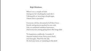 Philip Larkin reading his poem "High Windows."